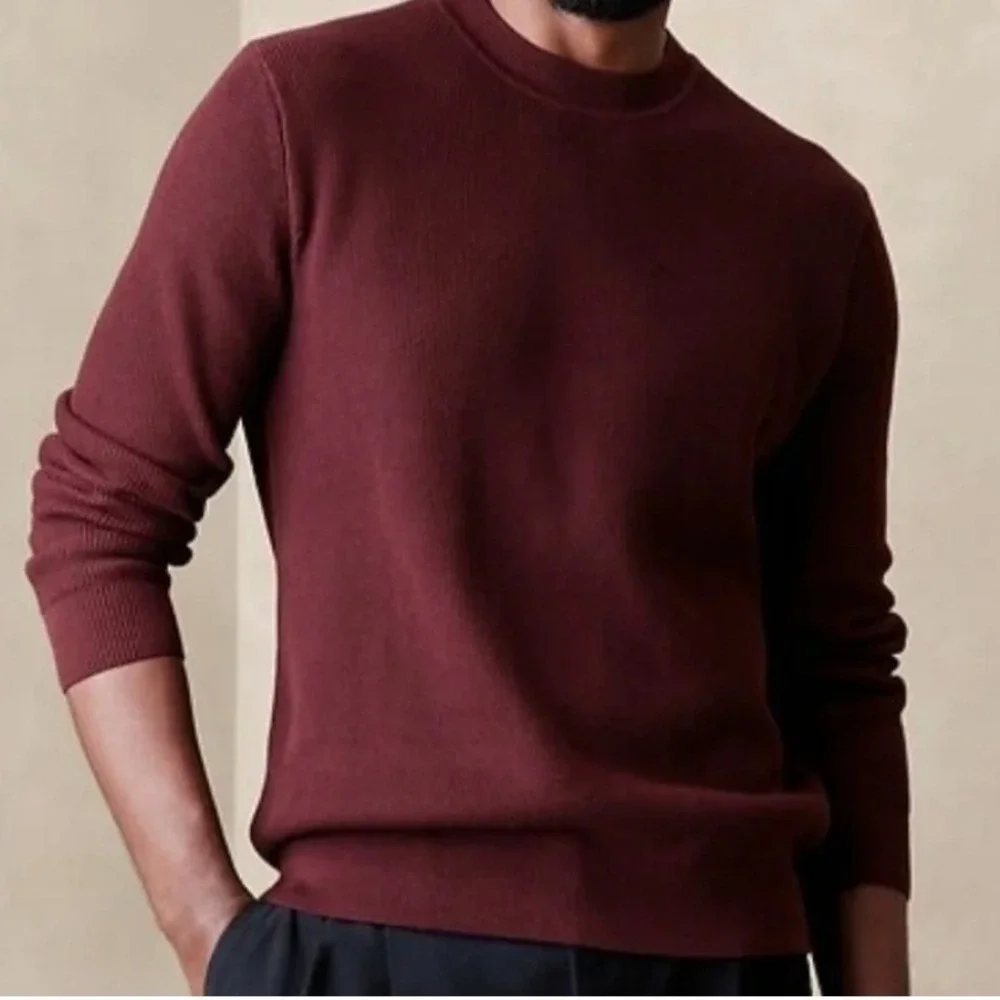 Banana Republic Mens Merino Wool Crewneck Sweater Burgundy Red Large 404705-12